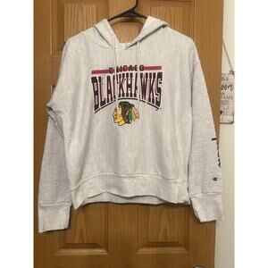Women's Champion Heather Gray Chicago Blackhawks Reverse Weave Pullover Hoodie M